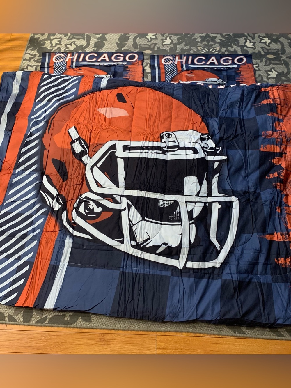 Chicago Bedding Sets Queen Size Boys Football Sports Room Decor 3 Pieces. New